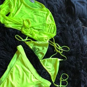 Neon yellow bathing suit set